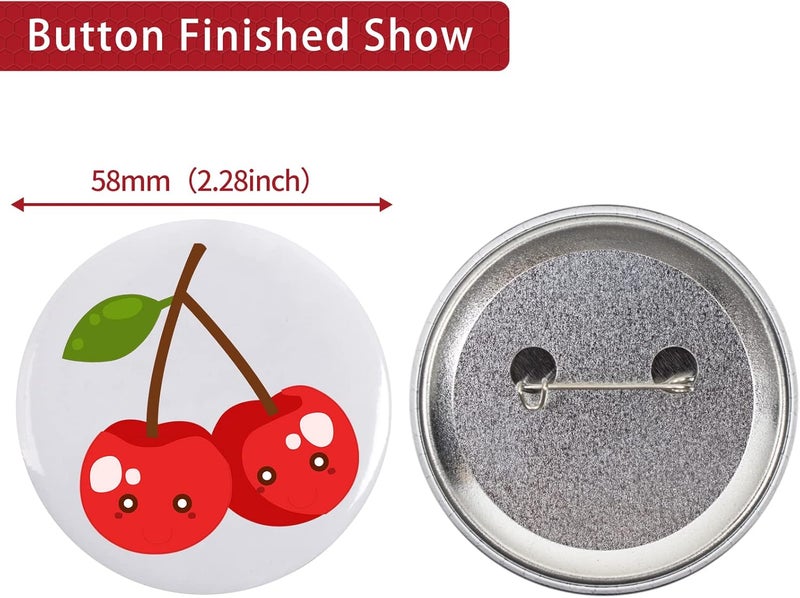 Onemorello 200 Sets Button Maker Supplies, 58mm / 2.28 inch Button Supplies Buttons Parts, (Approx. 2.25 inch) Metal Blank Badge Parts with Blank Paper for Buttons Maker Machine Pin Maker Press - Image 4